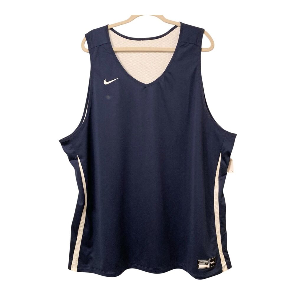 NWT Nike Dri-FIT Team Reversible Basketball Jersey in Dark Navy/White Men's 3XL